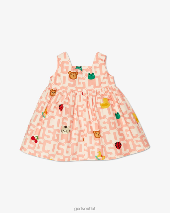 Kids GCDS Baby Monogram Animals Dress Pink 0FVX626