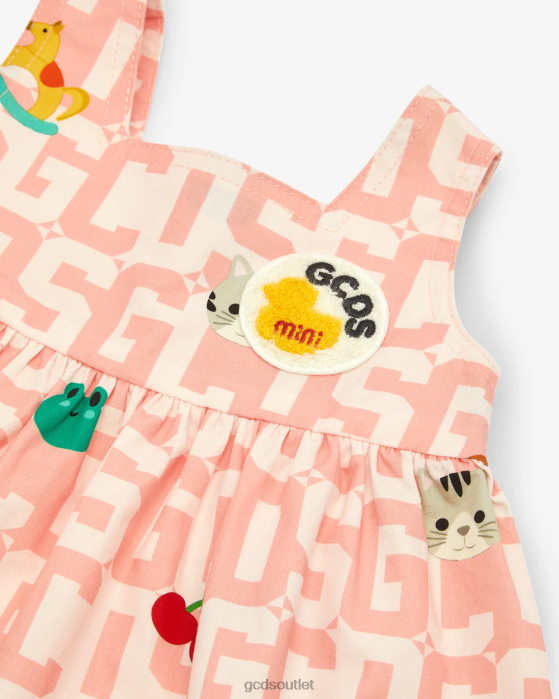 Kids GCDS Baby Monogram Animals Dress Pink 0FVX626