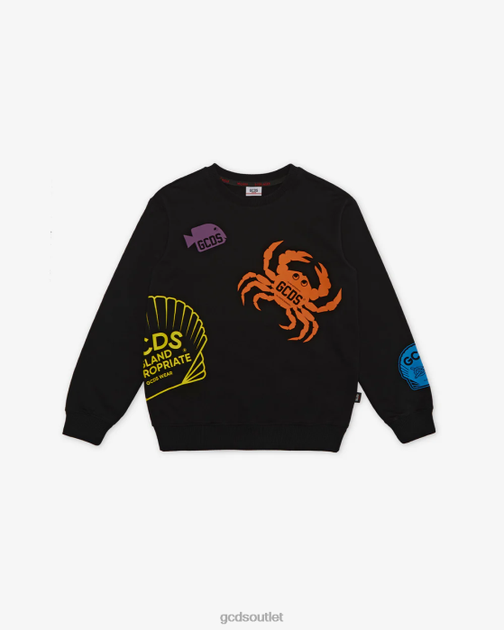 Kids GCDS Junior Shell Crewneck Black 0FVX700