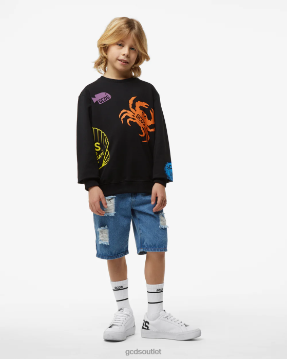 Kids GCDS Junior Shell Crewneck Black 0FVX700