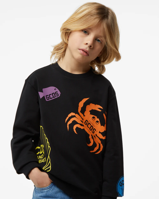 Kids GCDS Junior Shell Crewneck Black 0FVX700