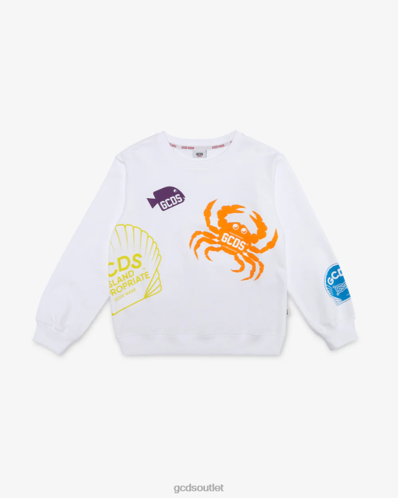 Kids GCDS Junior Shell Crewneck White 0FVX701
