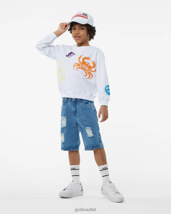 Kids GCDS Junior Shell Crewneck White 0FVX701