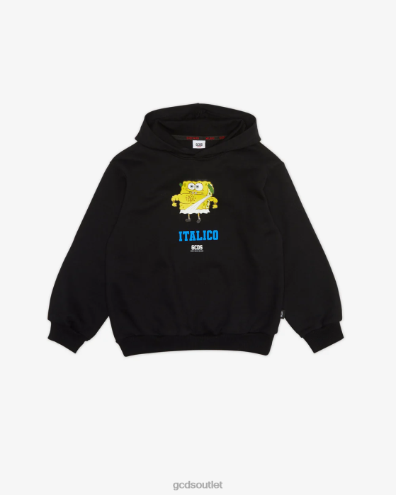 Kids GCDS Junior Spongebob Italico Hoodie Black 0FVX704