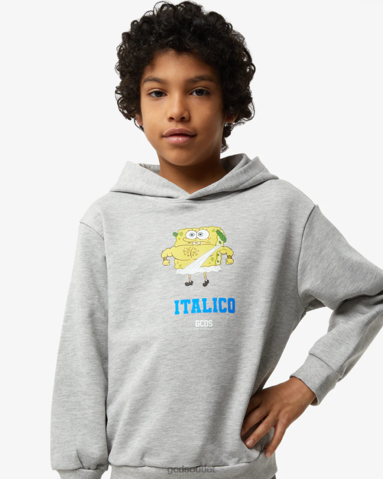 Kids GCDS Junior Spongebob Italico Hoodie Grey 0FVX703