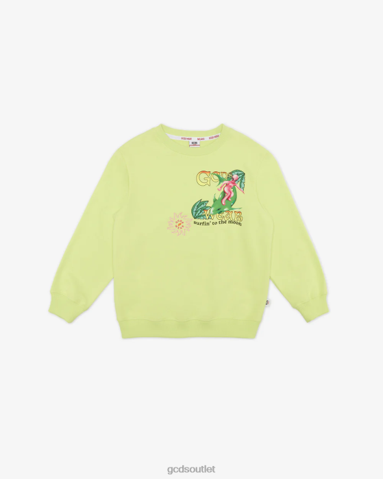 Kids GCDS Junior Surfing Wirdo Printed Hoodie Lime 0FVX691