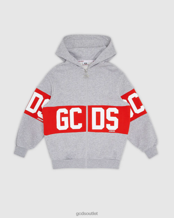 Kids GCDS Junior logo band Hoodie Grey 0FVX687