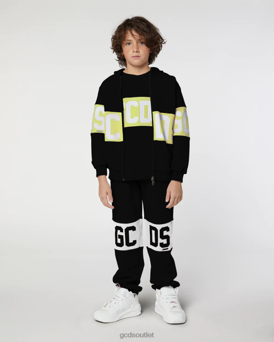 Kids GCDS Junior logo band Hoodie Lime 0FVX690