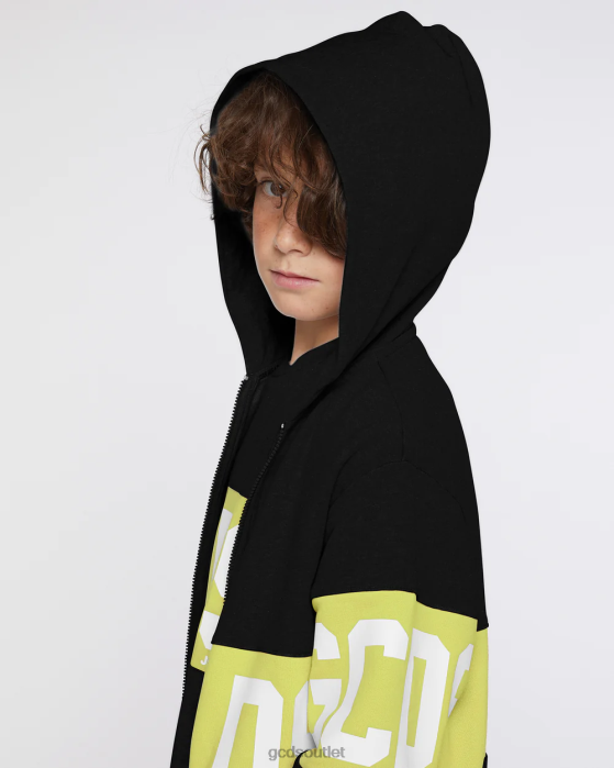 Kids GCDS Junior logo band Hoodie Lime 0FVX690