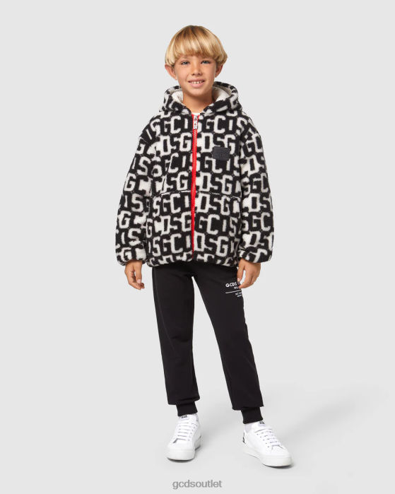 Kids GCDS Junior monogram hooded jacket Black 0FVX659