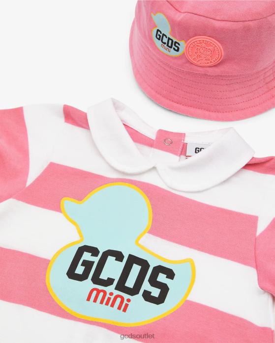 Kids GCDS Duck Two-Piece Baby Set Pink 0FVX587