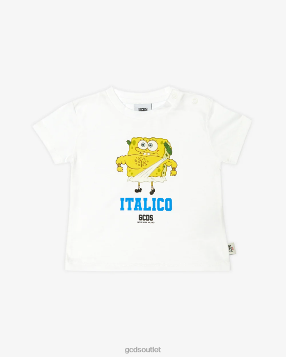 Kids GCDS Baby Spongebob Italico T-Shirt White 0FVX642