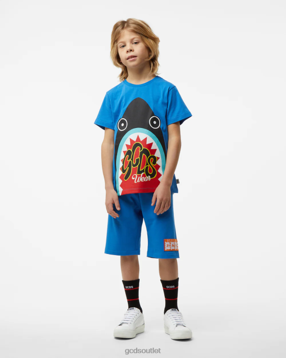 Kids GCDS Junior Shark T-Shirt Blue 0FVX729