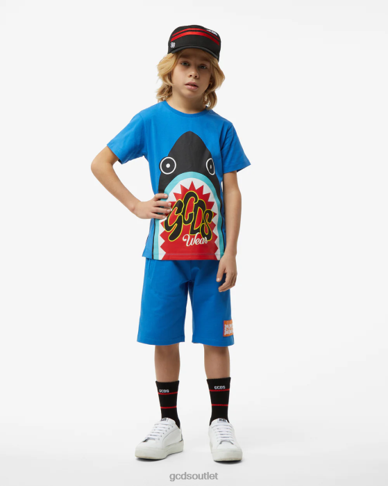 Kids GCDS Junior Shark T-Shirt Blue 0FVX729