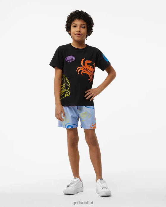 Kids GCDS Junior Shell T-Shirt Black 0FVX727