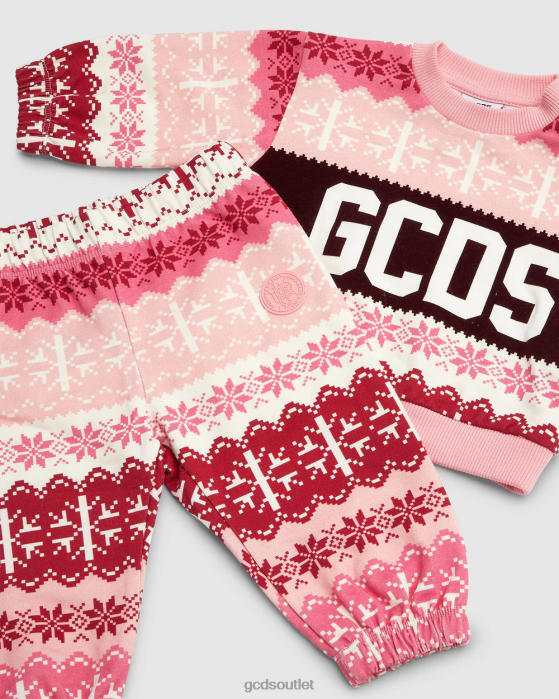 Kids GCDS Baby Logo band Xmas Tracksuit Pink 0FVX593