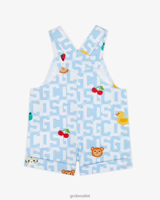 Kids GCDS Baby Monogram Animals Dungarees Light Blue 0FVX608