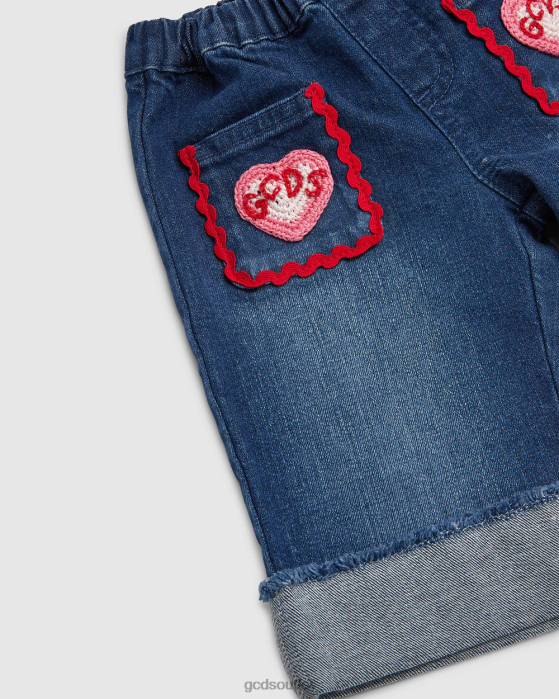 Kids GCDS Baby heart denim jeans Light Blue 0FVX621