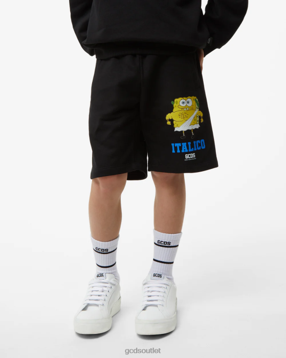 Kids GCDS Junior Spongebob Italico Bermuda Black 0FVX761
