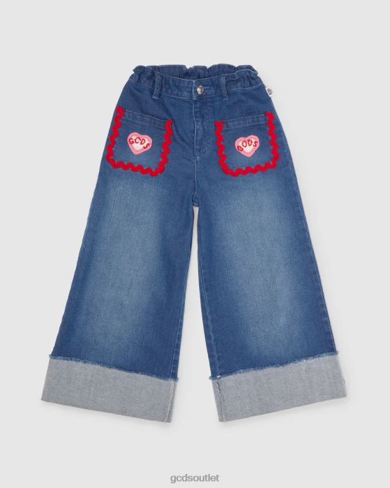 Kids GCDS Junior heart denim trousers Light Blue 0FVX815