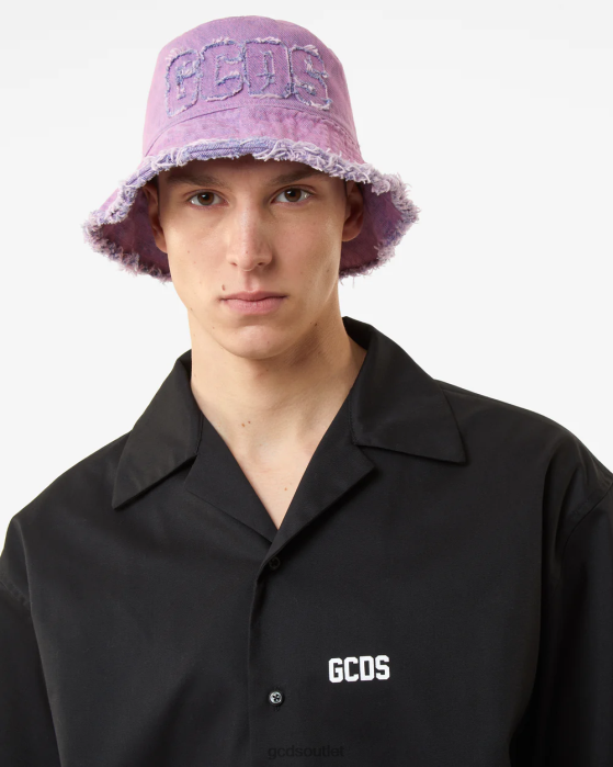 Men GCDS Denim Bucket Hat Pink 0FVX234