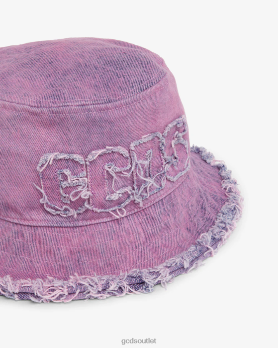 Men GCDS Denim Bucket Hat Pink 0FVX234