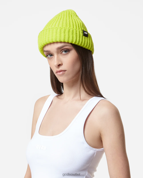 Men GCDS Giuly Cotton Beanie Lime 0FVX237