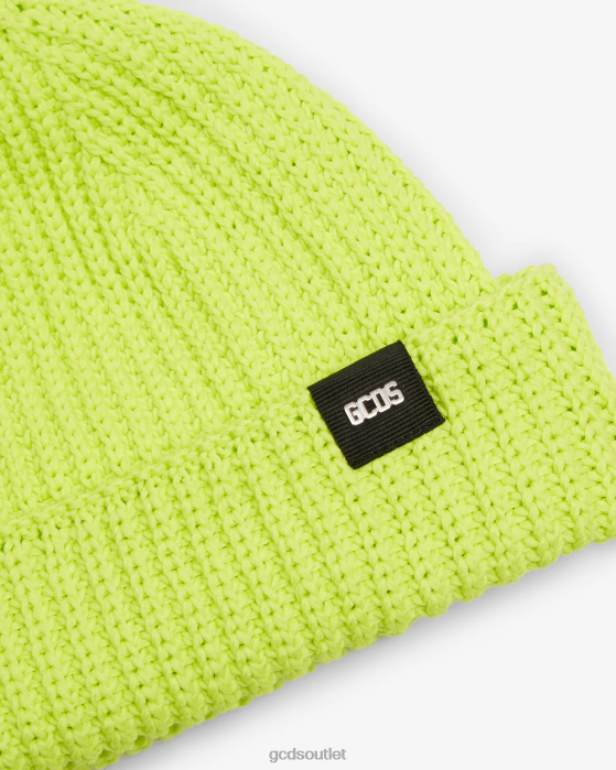 Men GCDS Giuly Cotton Beanie Lime 0FVX237