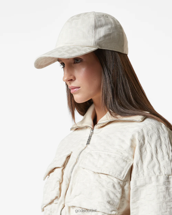 Men GCDS Monogram Baseball Cap Off White 0FVX226