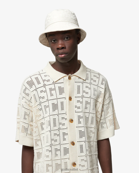 Men GCDS Monogram Bucket Hat Off White 0FVX227