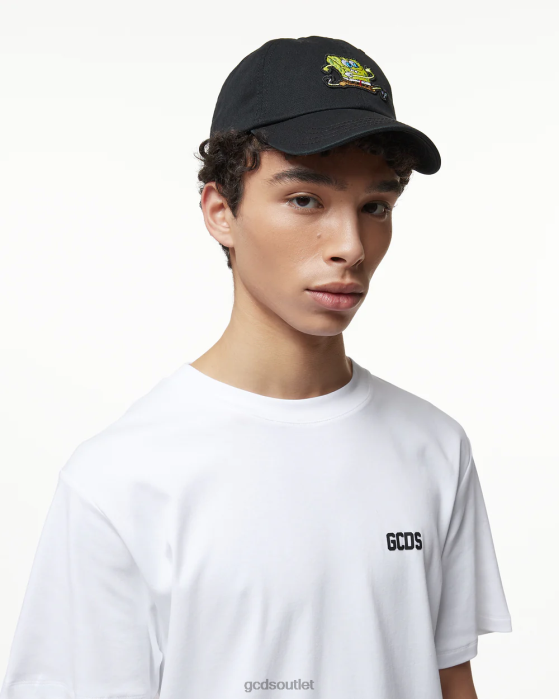 Men GCDS Spongebob Embroidered Baseball Hat Black 0FVX224