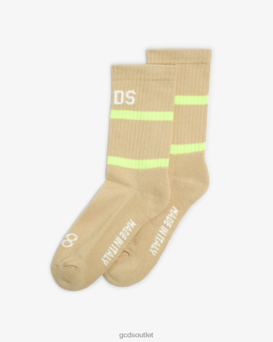 Men GCDS 88 Logo Socks Beige 0FVX207