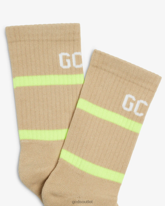 Men GCDS 88 Logo Socks Beige 0FVX207