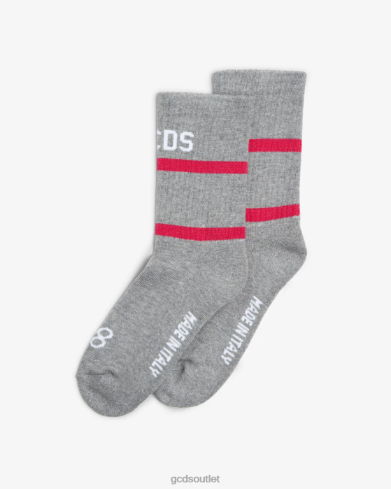 Men GCDS 88 Logo Socks Grey 0FVX204