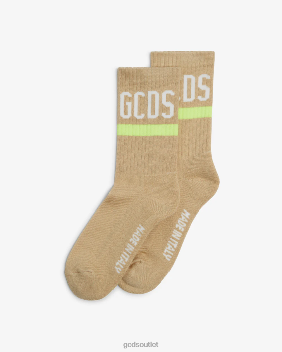 Men GCDS Logo Socks Beige 0FVX212