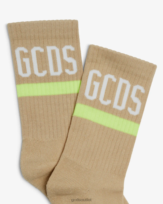 Men GCDS Logo Socks Beige 0FVX212
