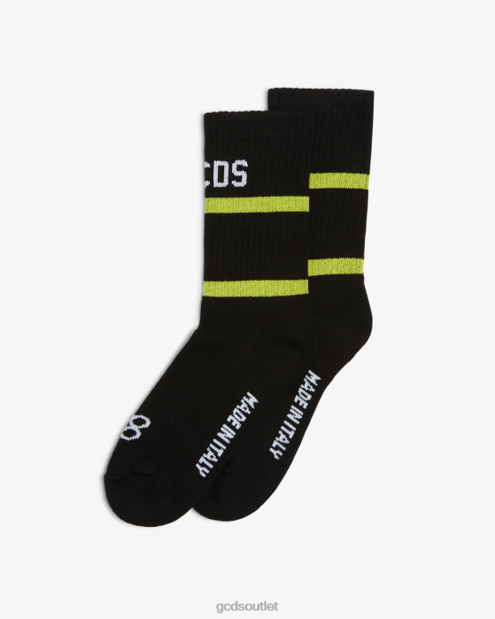 Men GCDS Low Logo Band Socks Lime 0FVX206
