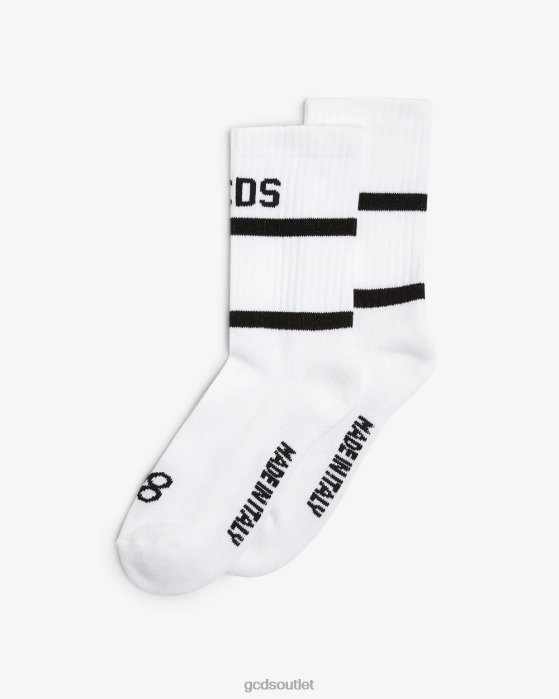 Men GCDS Low Logo Band Socks White 0FVX203
