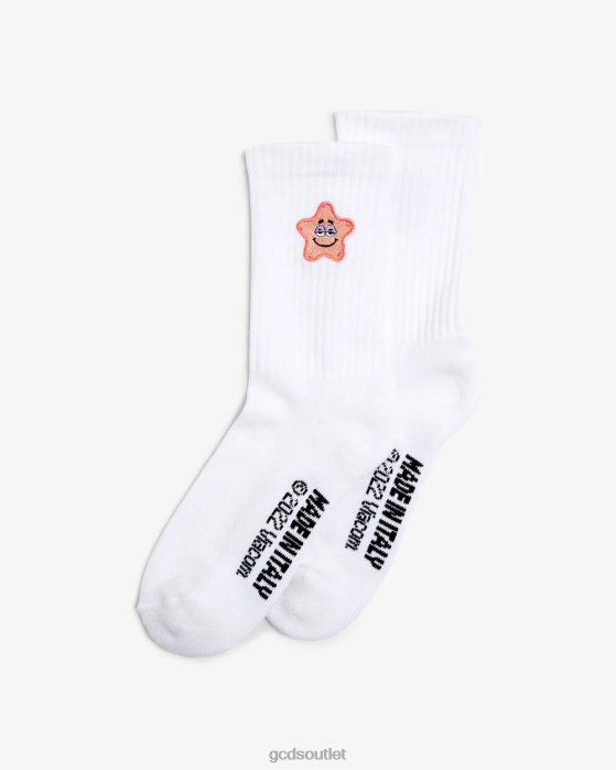 Men GCDS Spongebob Embroidered Socks White 0FVX211