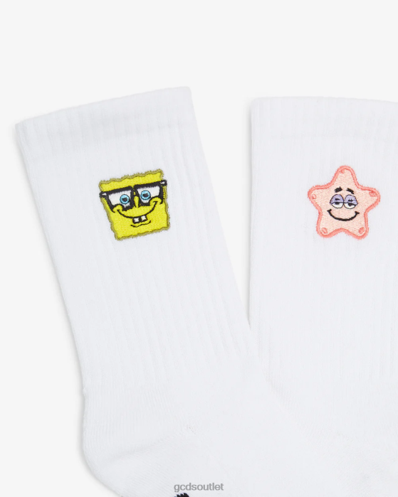 Men GCDS Spongebob Embroidered Socks White 0FVX211