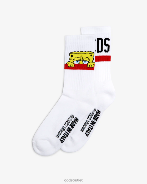 Men GCDS Spongebob Logo Socks White 0FVX208