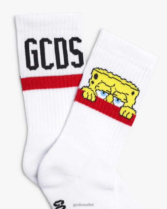 Men GCDS Spongebob Logo Socks White 0FVX208