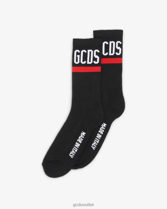 Men GCDS logo socks Black 0FVX200