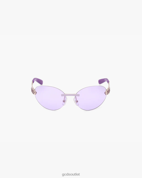 Men GCDS GD0032 Oval Sunglasses Purple 0FVX273