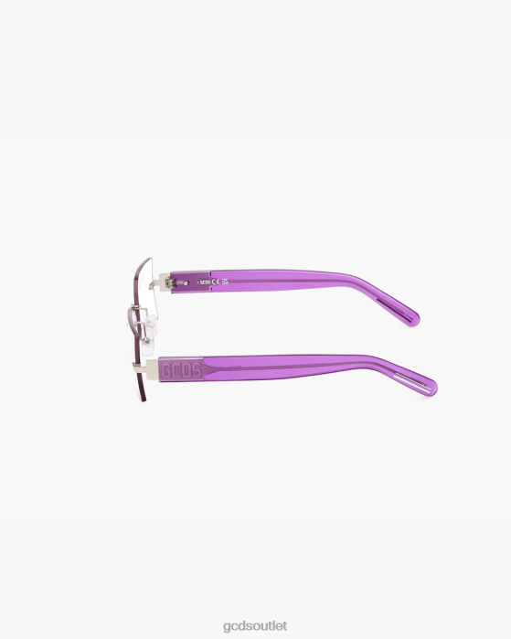 Men GCDS GD0033 Rectangular Eyeglasses Transparent/Violet 0FVX271