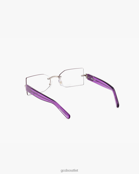 Men GCDS GD0033 Rectangular Eyeglasses Transparent/Violet 0FVX271