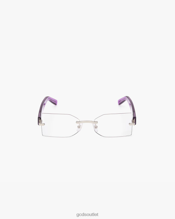 Men GCDS GD0033 Rectangular Eyeglasses Transparent/Violet 0FVX271