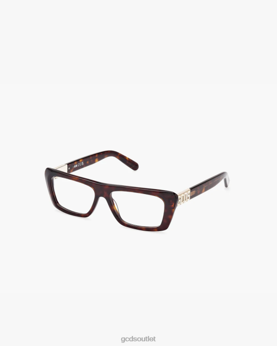 Men GCDS GD5018 Rectangular Eyeglasses Dark Havana 0FVX278