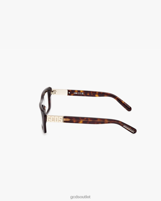 Men GCDS GD5018 Rectangular Eyeglasses Dark Havana 0FVX278