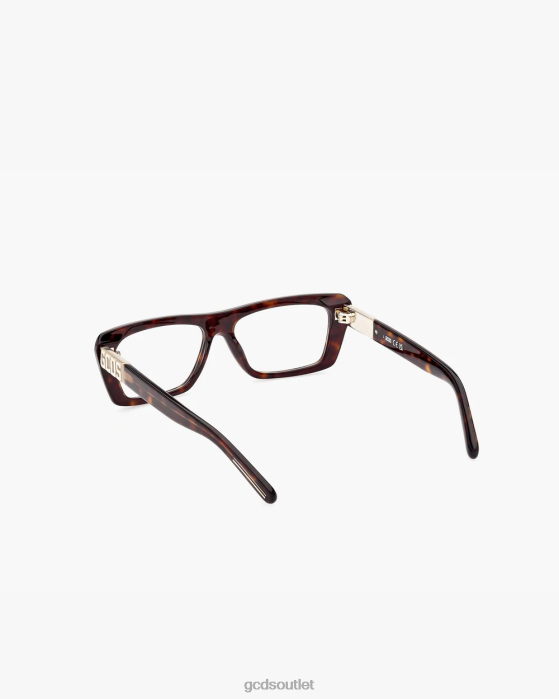 Men GCDS GD5018 Rectangular Eyeglasses Dark Havana 0FVX278